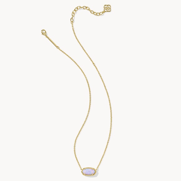 Kendra Scott Elisa Gold Short Pendant Necklace in Lilac Lab Grown Opal - Picture 3 of 8